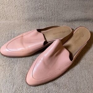 Madewell The Frances Loafer Mule Pink Oyster Leather Size 11 Cushioned Slip-Ons